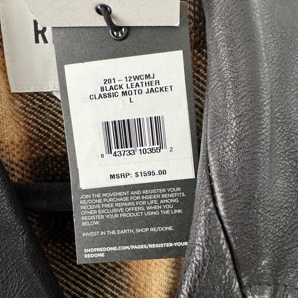 RE/DONE Black Leather Classic Moto Jacket - Picture 9 of 11